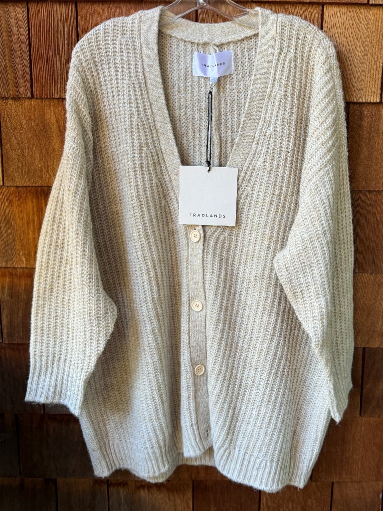 Nwt Tradlands Oatmeal Heather Judith Cocoon Wool Cardigan In Women's 1x — image 2 of 8